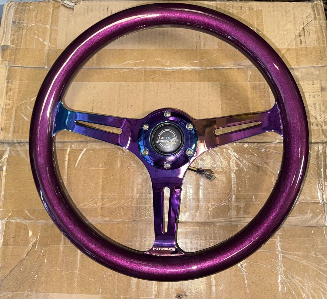 Classic Wood Grain Steering Wheel 350mm Purple Pearl Paint