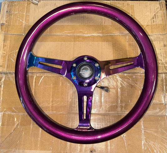 Classic Wood Grain Steering Wheel 350mm Purple Pearl Paint