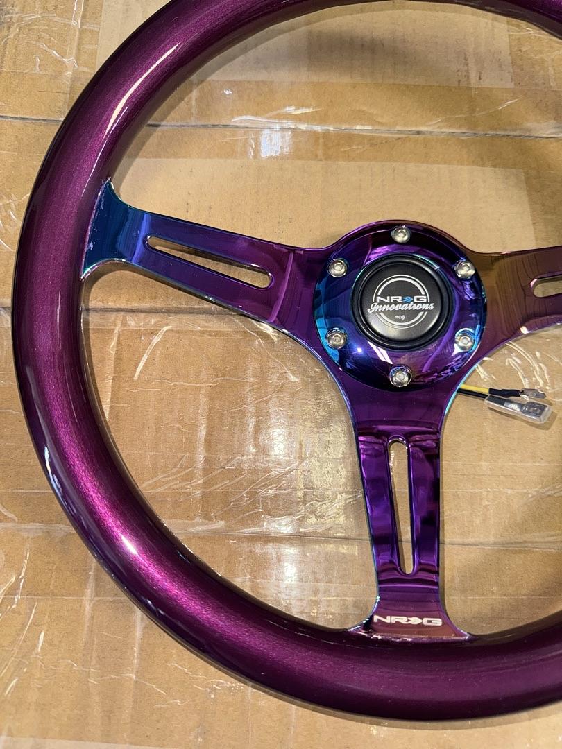 Classic Wood Grain Steering Wheel 350mm Purple Pearl Paint