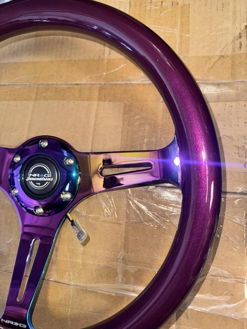 Classic Wood Grain Steering Wheel 350mm Purple Pearl Paint
