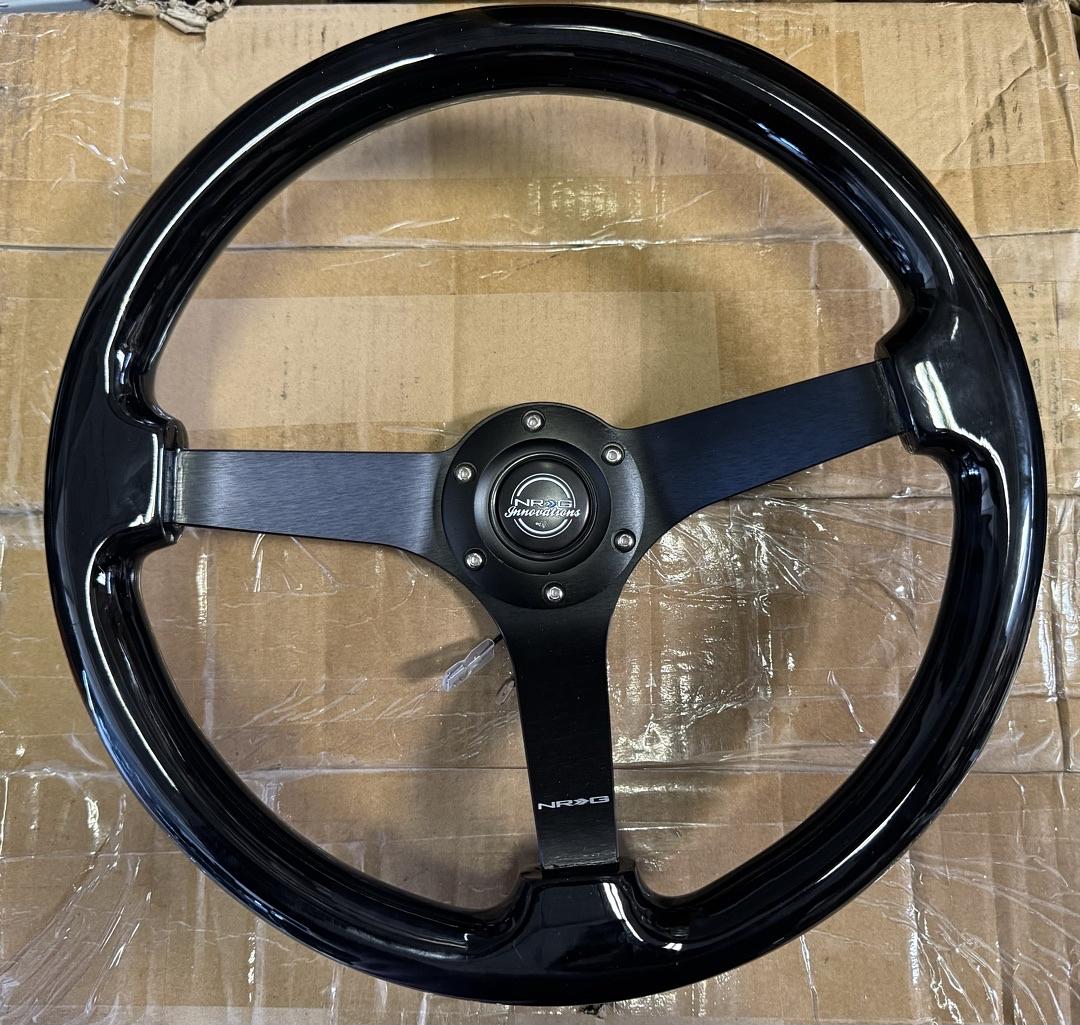 Reinforced Steering Wheel Classic Black Wood Grain Wheel (3" Deep), 350mm, 3 Solid Spoke Center in Black Chrome