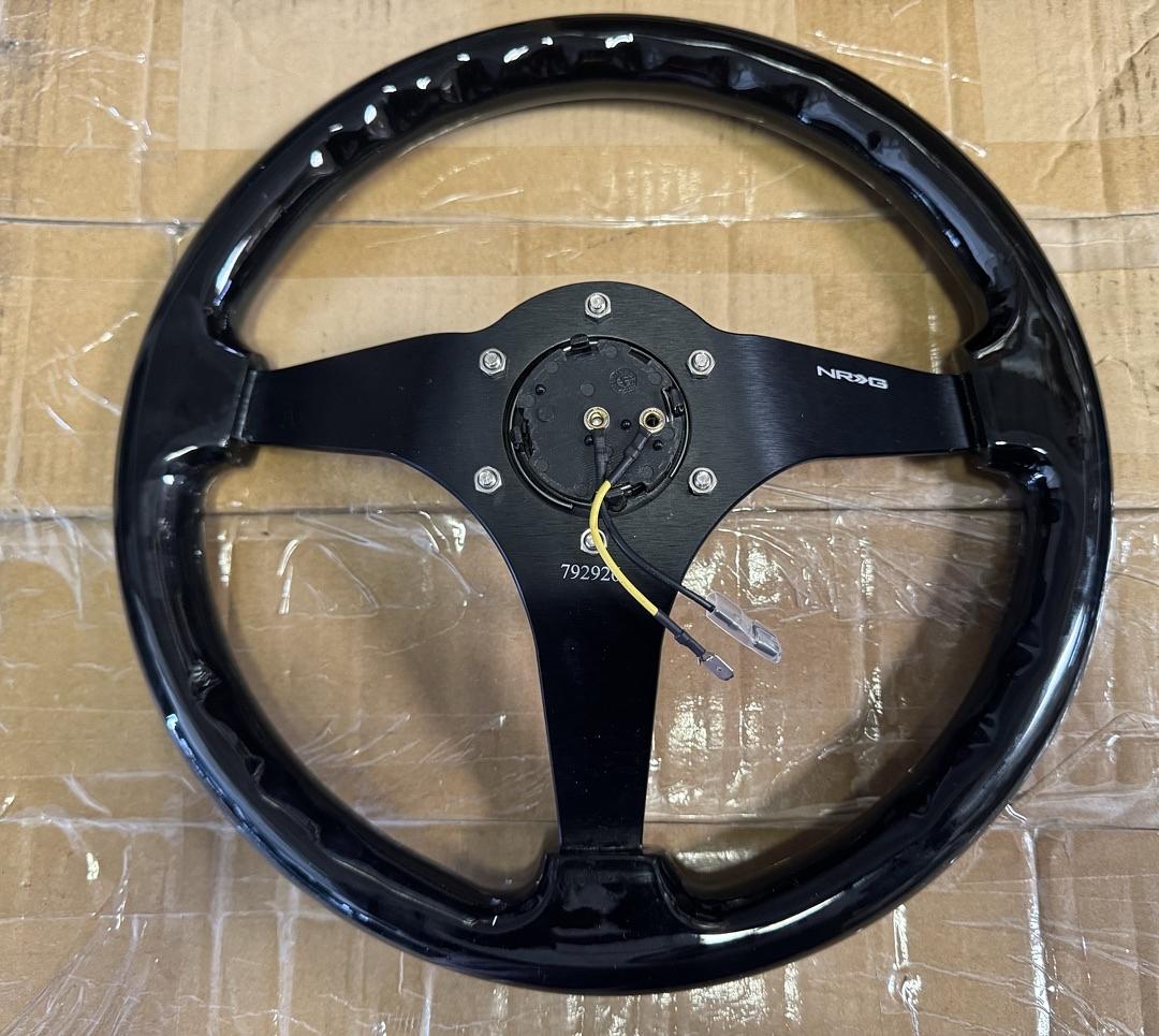 Reinforced Steering Wheel Classic Black Wood Grain Wheel (3" Deep), 350mm, 3 Solid Spoke Center in Black Chrome