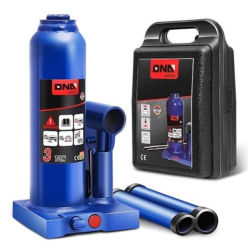 DNA MOTORING 3 tons / 6613.8 lbs Lifting Automotive Welded Hydraulic Bottle Jack for Repair Vehicle, Pickup, Truck, w/Manual Handle, Blue,TOOLS-00350