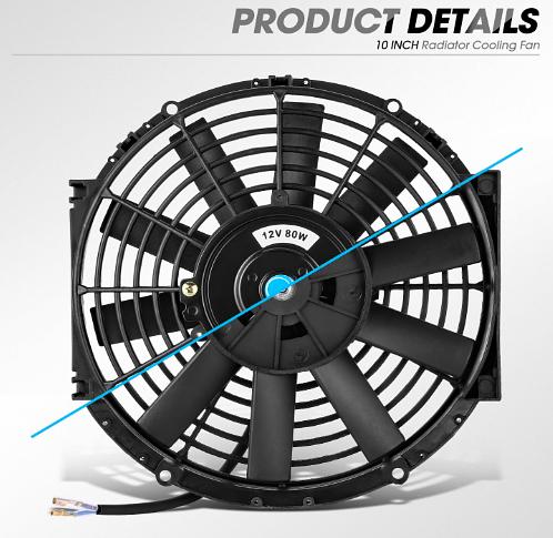 10 Inch High Performace Electric Cooling Slim Radiator Fan with Mount Kit, Black, 2PCS, RAF-10-X2