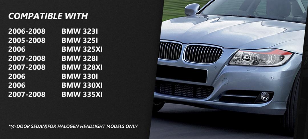 05-08 BMW 325i/325xi M-Style Chrome Housing U-Halo APP Control Color Changing Headlights 05-08 BMW 325i/325xi