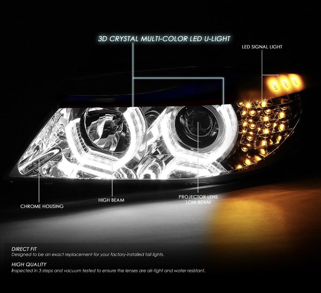 05-08 BMW 325i/325xi M-Style Chrome Housing U-Halo APP Control Color Changing Headlights 05-08 BMW 325i/325xi