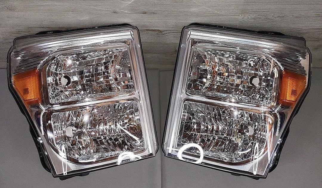 11-16 F-250 /F-350 /F-450 /F-550 SD Chrome Amber Headlights Replacement