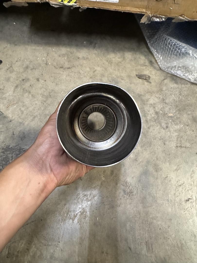 Stainless Steel Straight Through Exhaust Muffler Diagonal Cut Universal, 3" Outlet, 2" Inlet