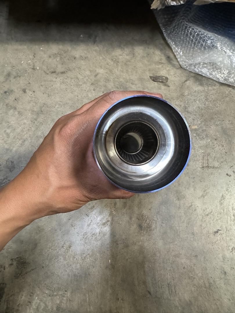 4" OD Stainless Steel Straight Through Exhaust Muffler Universal,3" Outlet, 2" Inlet,Diagonal Cut