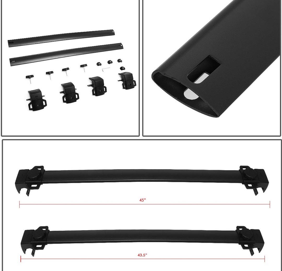 Pair Aluminum Roof Rack Rail Cross Bars Compatible with 17-22 Jeep Compass MP,Black