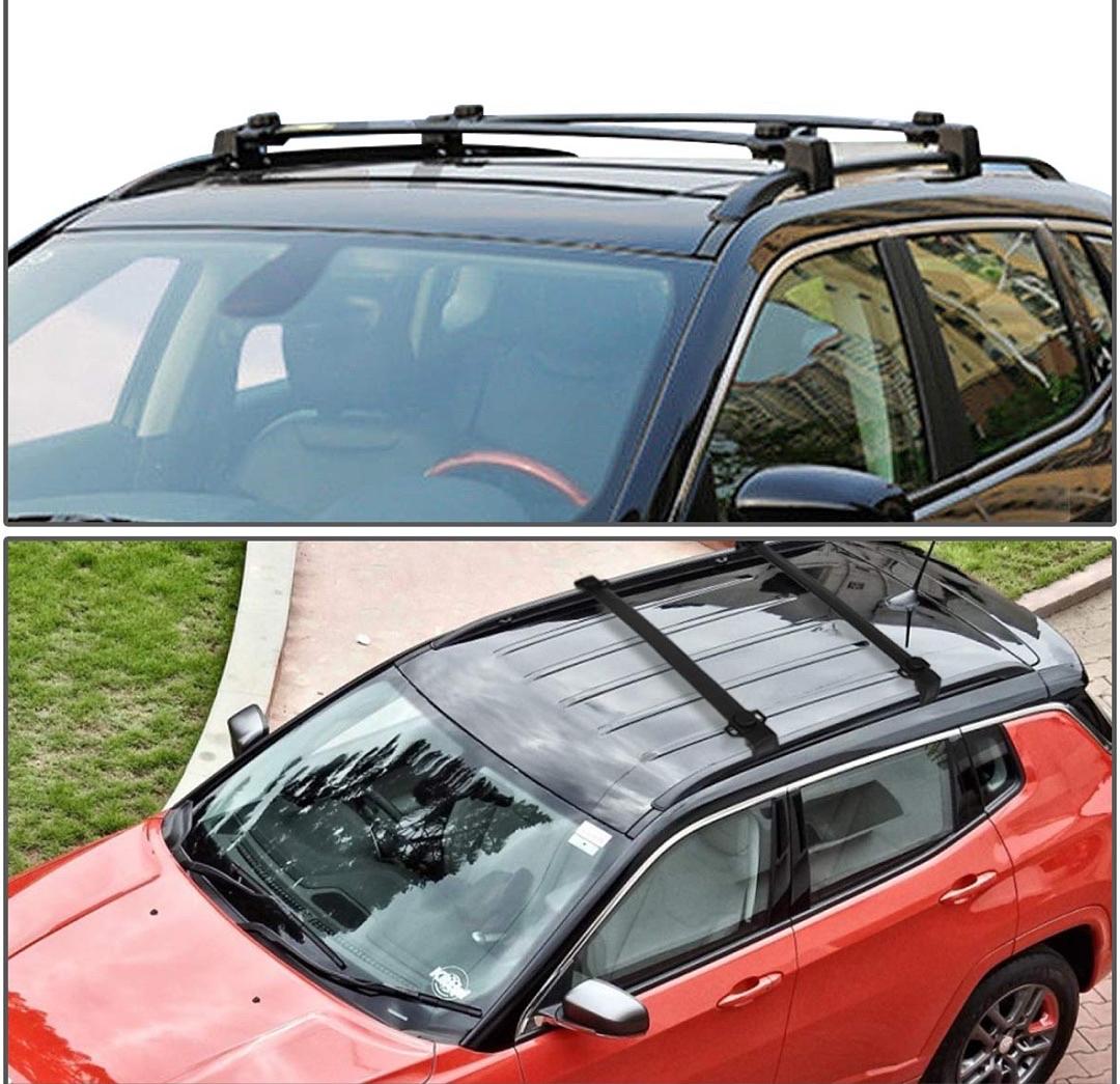 Pair Aluminum Roof Rack Rail Cross Bars Compatible with 17-22 Jeep Compass MP,Black