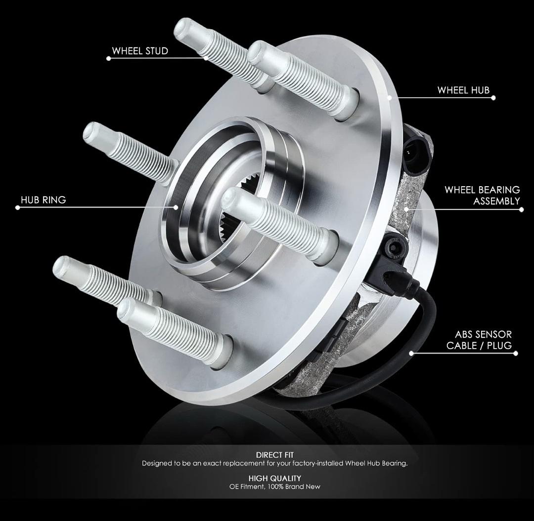 DNA MOTORING OEM-WHA-0010 Front Wheel Bearing Hub Assembly w/ABS Sensor Compatible with 02-06 Escalade/Avalanche 1500, 00-06 Suburban 1500 / Tahoe/Yukon, 03-14 Express/Savana 1500