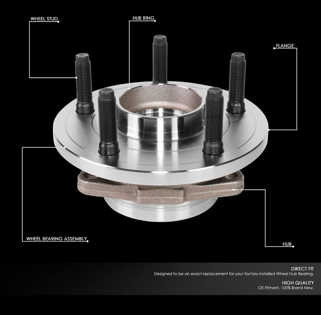 DNA MOTORING OEM-WHA-0172 Front Wheel Bearing Hub Assembly Compatible with 2005-2010 Dakota / 2006-2009 Raider
