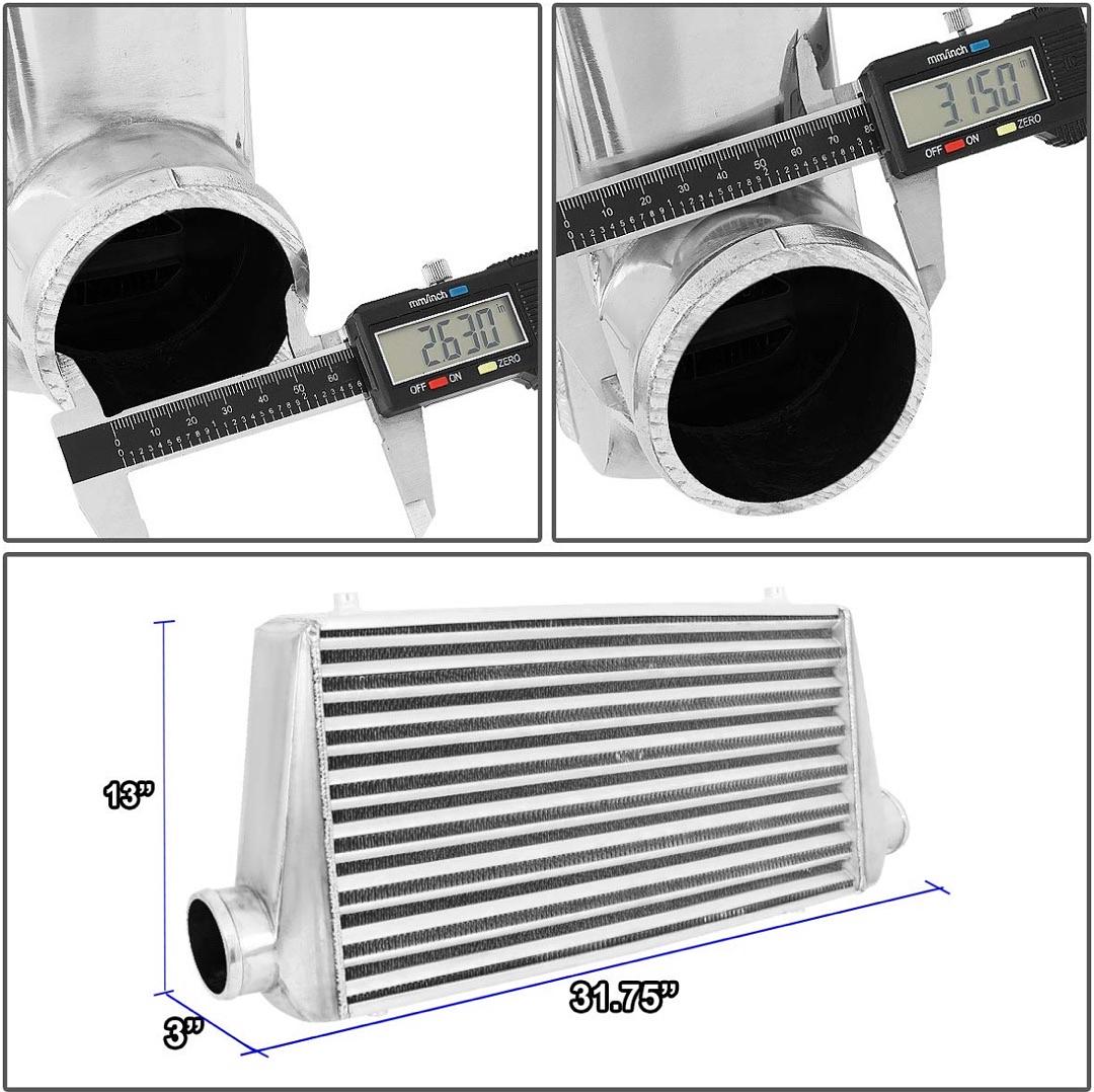 31"x13"x3" Tube&Fin FMIC Aluminum Front Mount Intercooler,Metallic