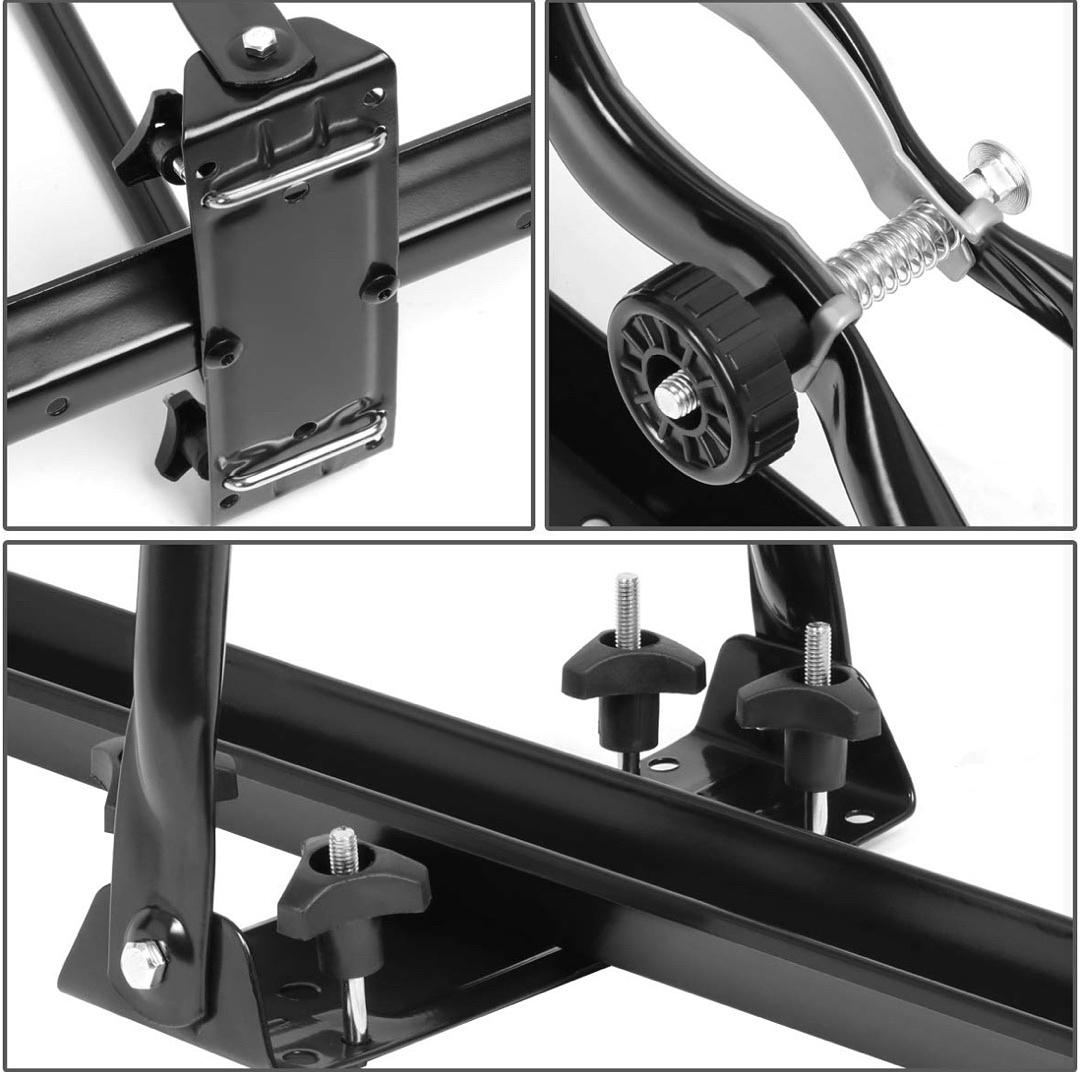 DNA MOTORING XY-6010-BK Universal Heavy Duty Iron Car Roof Top Upright Bicycle Mount Rack w/Key & Lock, Black