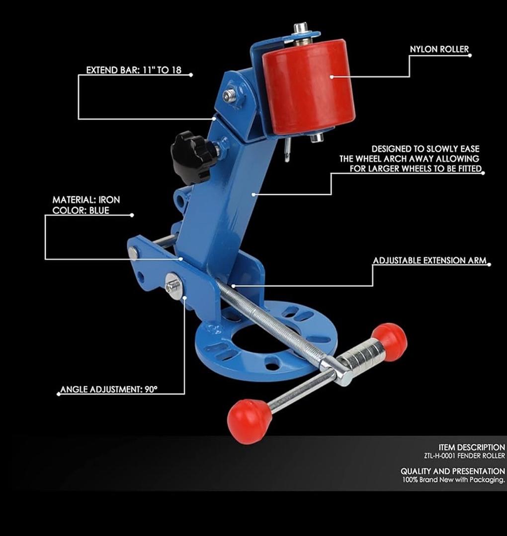 Fender Roller Reforming Extending Tool Adjustable Heavy Duty Wheel Arch Roller Flaring Former, 14" to 22 3/4" Blue