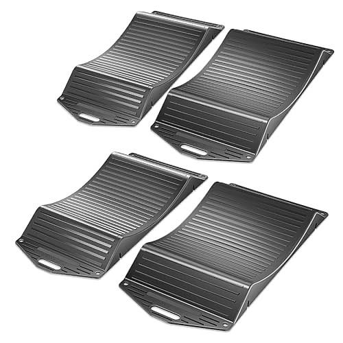 Premium Tire Saver Ramps - Anti-Slip Hard Plastic Design for Flat Spot and Flat Tire Prevention, Easy-to-Carry Tire Savers Ramps, Set of 4, Black