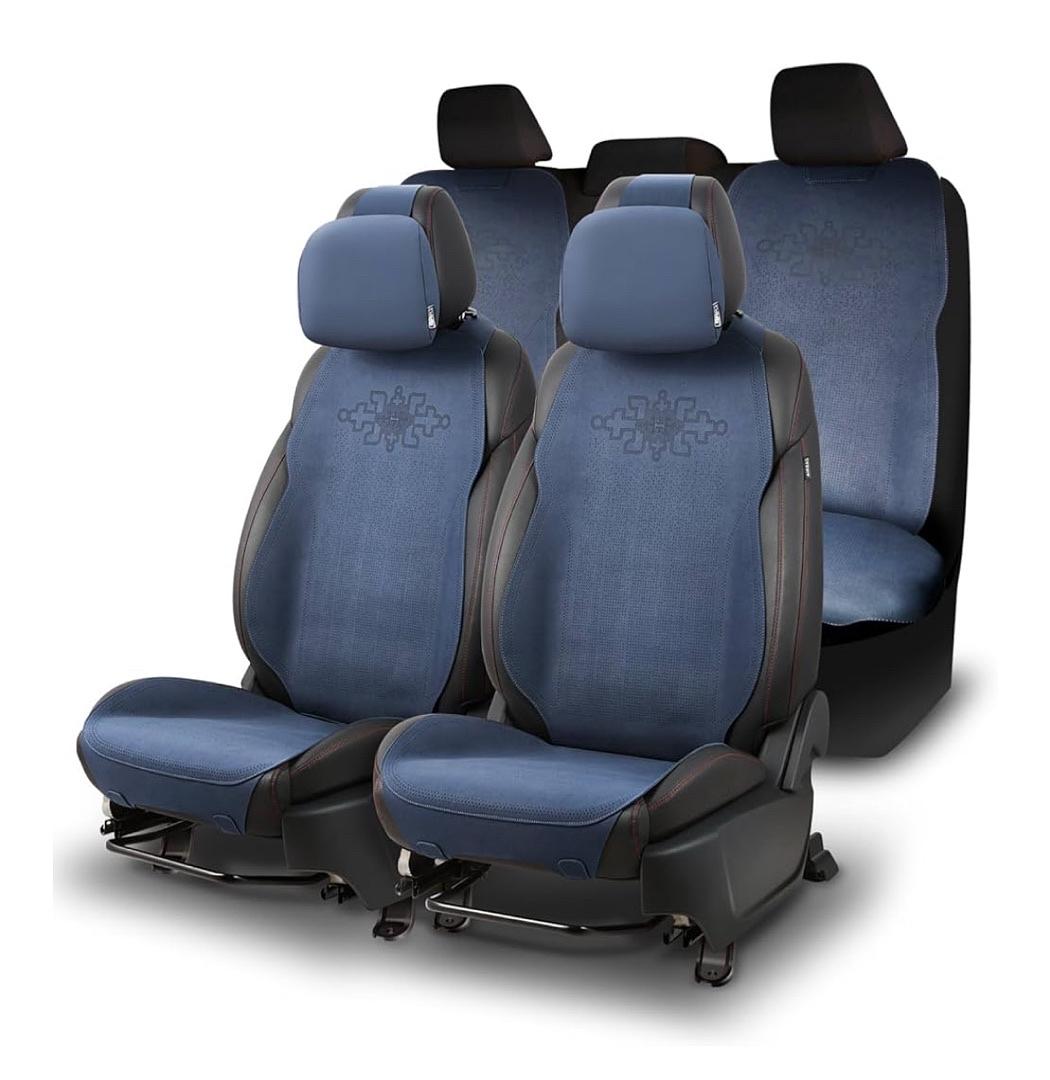 SC-PRO-Plus-Full-NB Full Set Seat Covers Microsuede Upholstery Universal for Cars Trucks SUV, Navy Blue