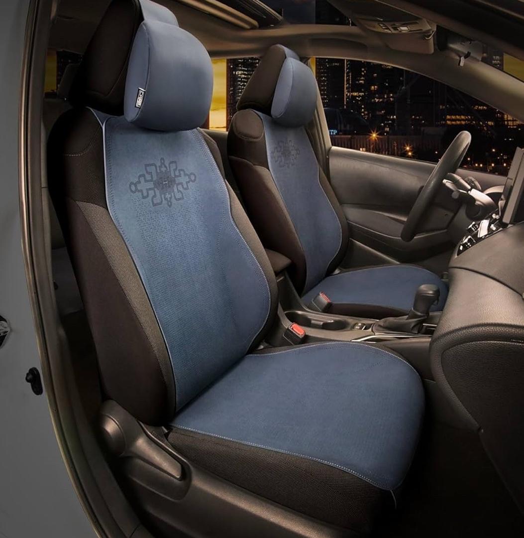 SC-PRO-Plus-Full-NB Full Set Seat Covers Microsuede Upholstery Universal for Cars Trucks SUV, Navy Blue