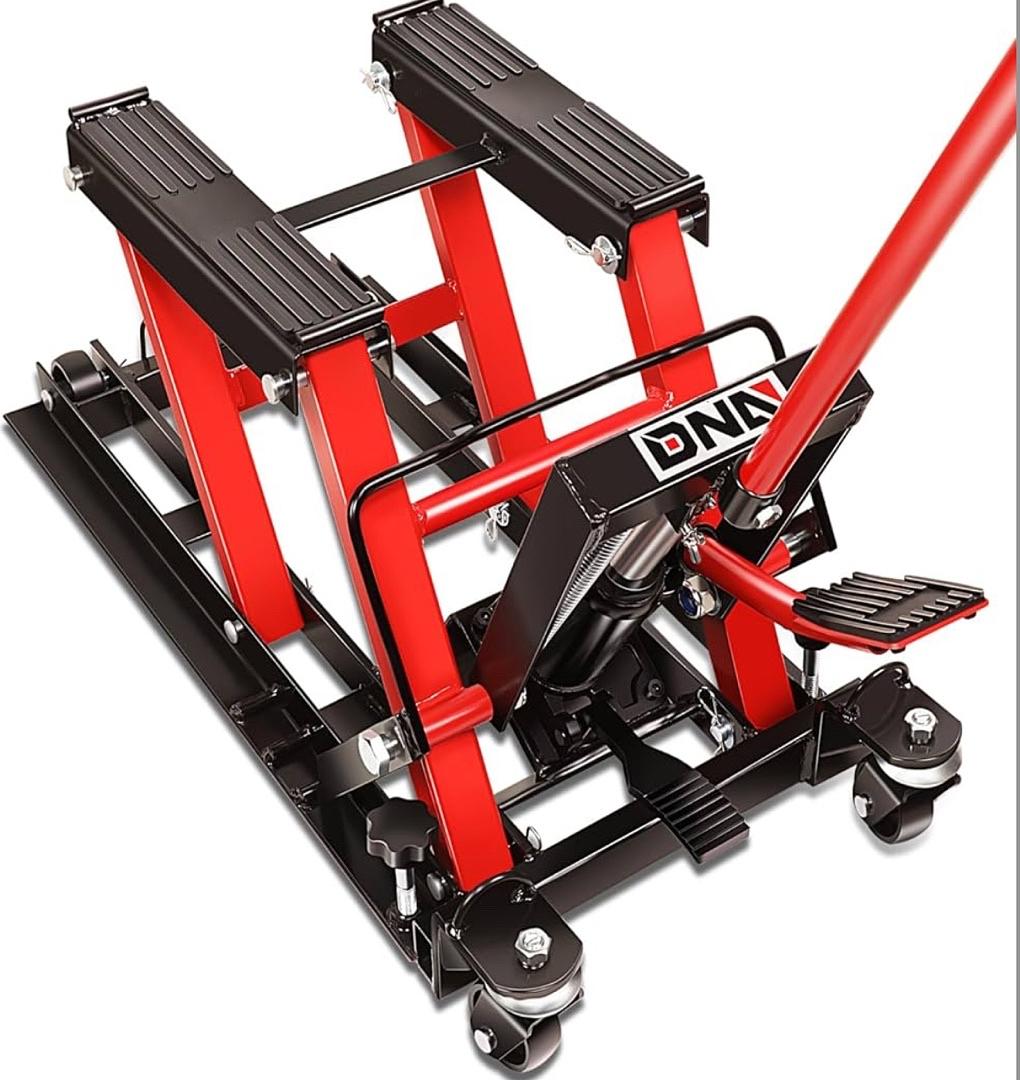 Ob TOOLS-00288 Steel Hydraulic Motorcycle ATV Scissor Lift Jack Hoist Stand - 1500 lbs Capacity, Low Profile, 4.5-15" Lifting Range
