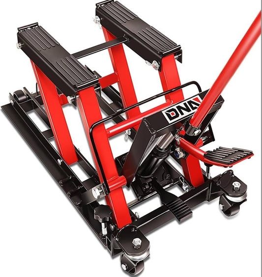 Ob TOOLS-00288 Steel Hydraulic Motorcycle ATV Scissor Lift Jack Hoist Stand - 1500 lbs Capacity, Low Profile, 4.5-15" Lifting Range