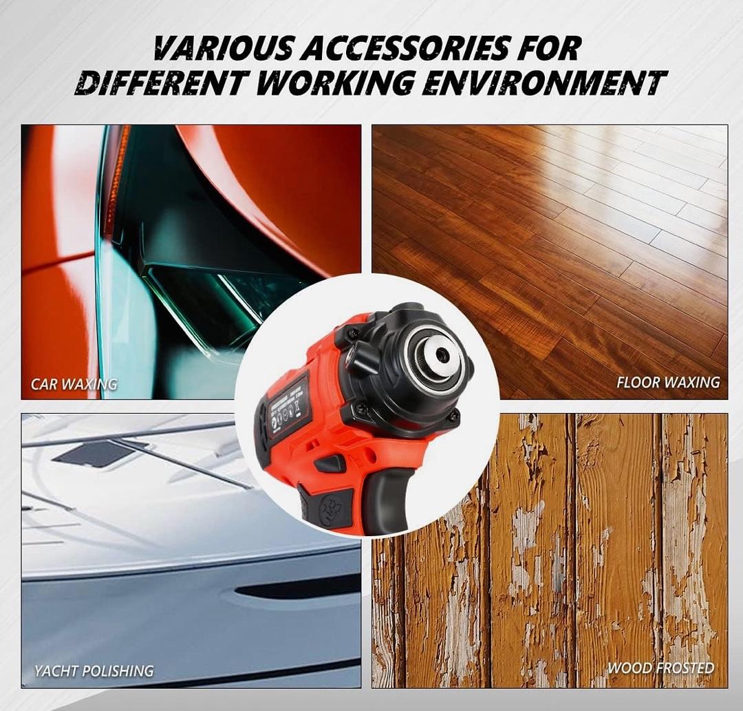 12V Cordless Polisher Tool Set 2-Gear Speed for Car Detailing/Home