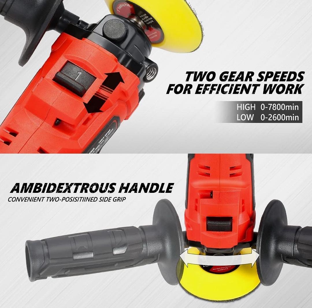 12V Cordless Polisher Tool Set 2-Gear Speed for Car Detailing/Home