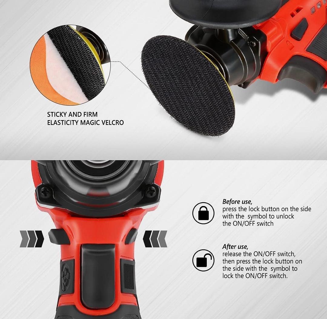 12V Cordless Polisher Tool Set 2-Gear Speed for Car Detailing/Home