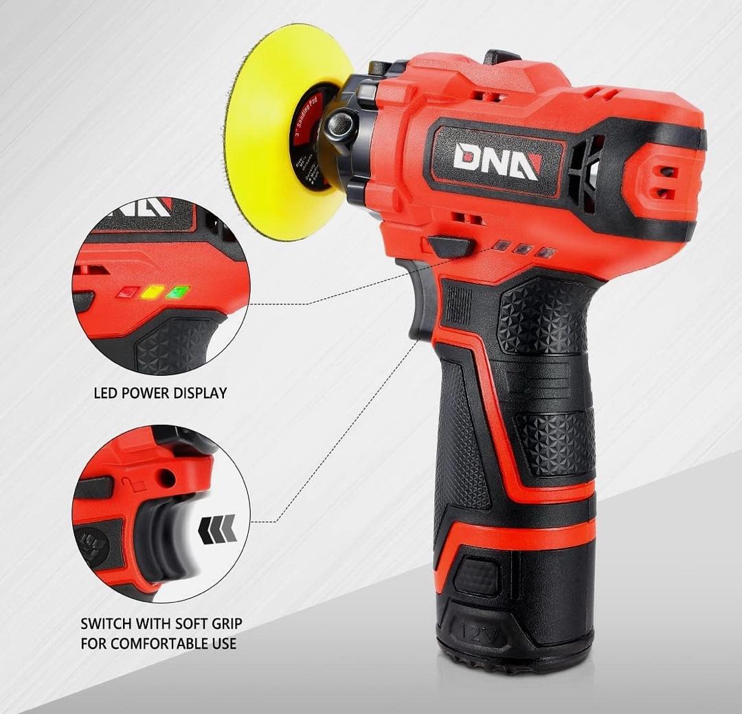 12V Cordless Polisher Tool Set 2-Gear Speed for Car Detailing/Home