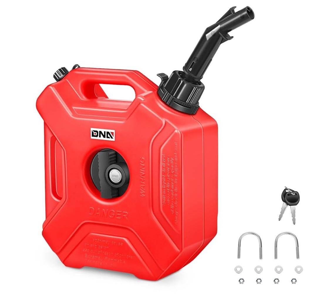 1.3 Gallon Gas Tank, 5L Fuel Oil Can for Motorbike, ATV, Off Road with Mounting, Lock, Red