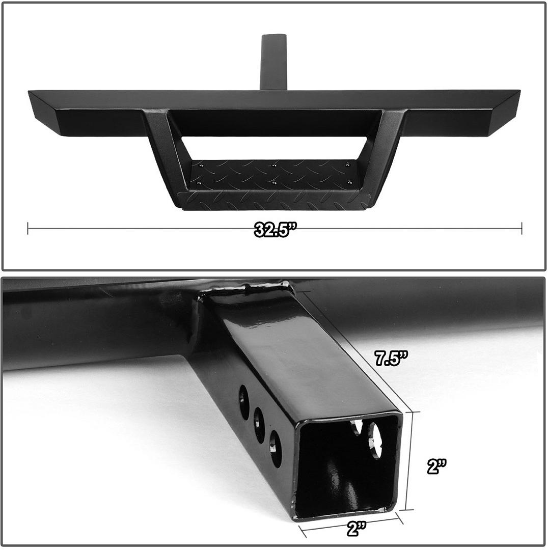 DNA MOTORING Universal Hitch Step with 2" Hitch Receiver, Rear Bumper Guard Protector, Heavy Duty Trailer Hitch Step for Pickup, Car, Black, HITST-2-333-BK
