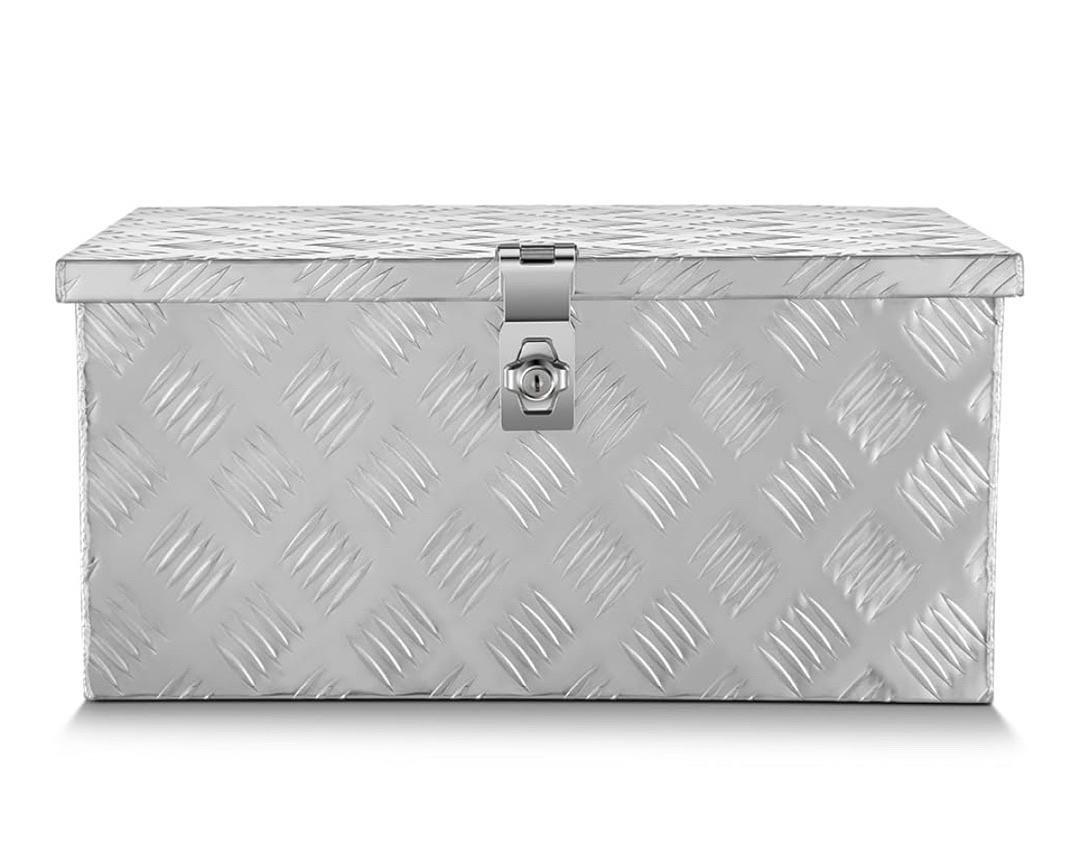 Truck Tool Box Lockable Storage Box, Aluminum Tool Box for Bed of Truck, w/Lock & Keys, 20" L X 9.8" W X 12" H Silver