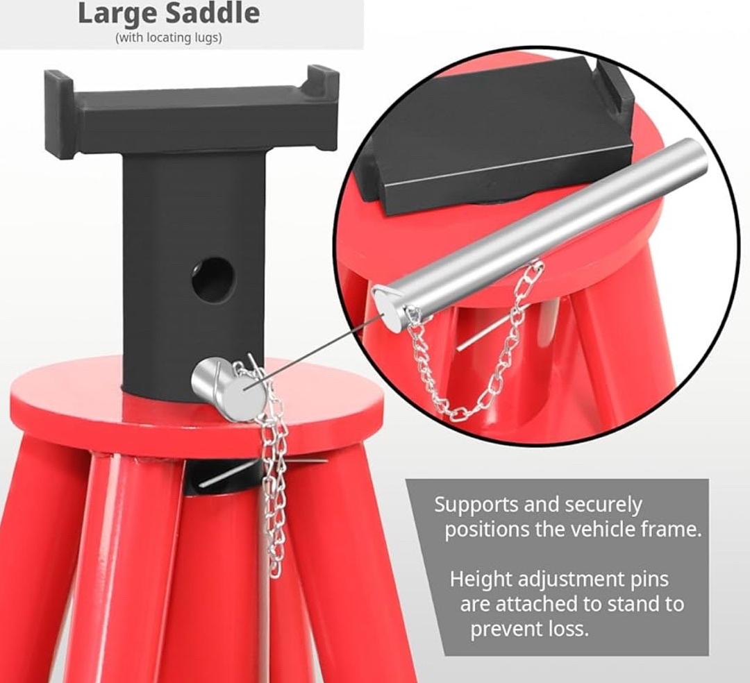 10T Pin-Type Jack Stands Heavy Duty Steel 10 Ton (20,000 lbs) Capacity,Adjustable Height 28"-47.5"