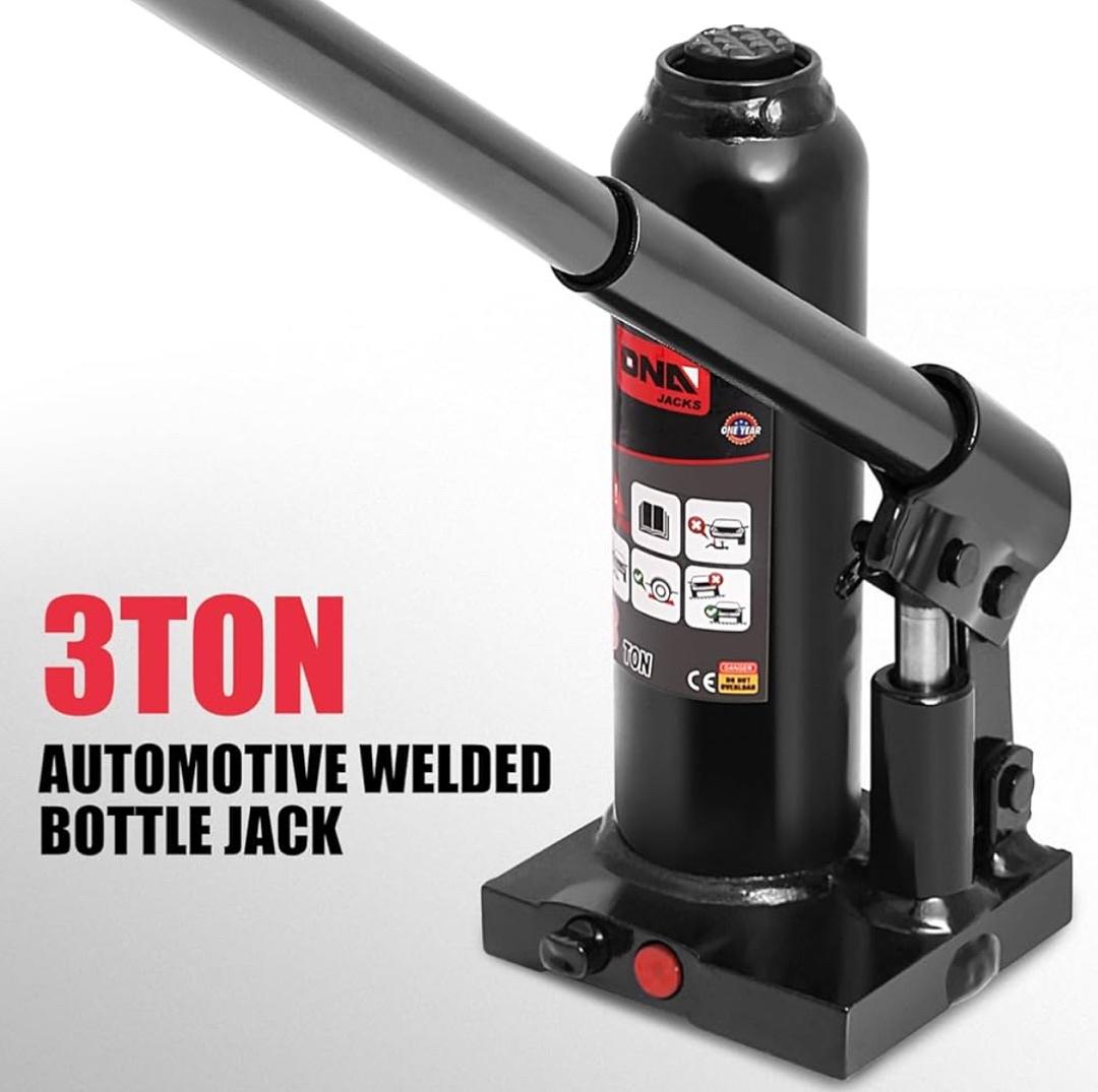 tons / 6613.8 lbs Lifting Automotive Welded Hydraulic Bottle Jack for Repair Vehicle, Pickup, Truck, w/Manual Handle, BLACKTOOLS-00351