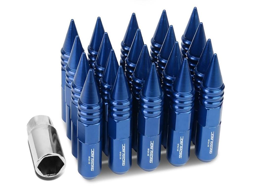 20Pcs Open/Closed End Style M12 x 1.5 20mm OD/107mm Height Wheel Lug Nuts w/Deep Drive Extension, Blue