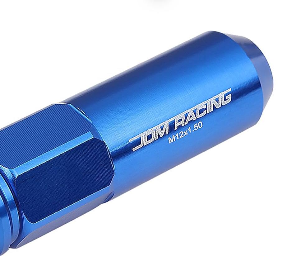 20Pcs Open/Closed End Style M12 x 1.5 20mm OD/107mm Height Wheel Lug Nuts w/Deep Drive Extension, Blue