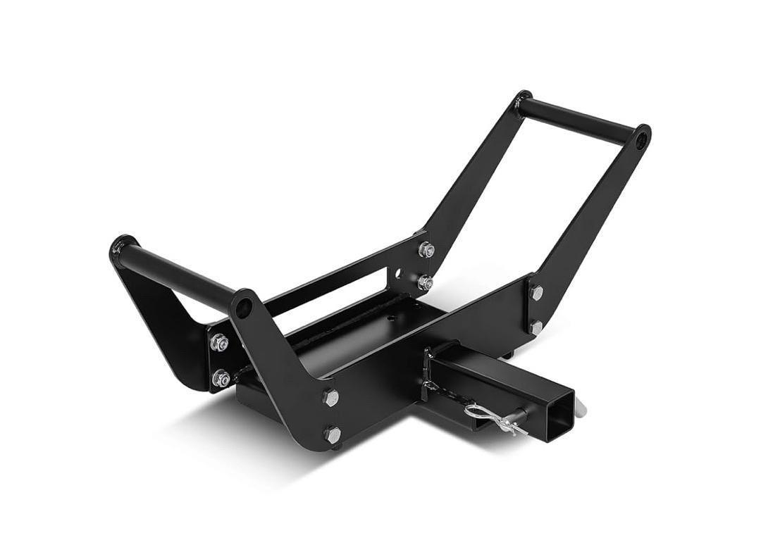DNA MOTORING Cradle Winch Mount Mounting Plate Foldable for 2" Class IV Hitch Receivers, Up to 12,000Lbs Capacity, Powder Coated Steel, Tow-Mount