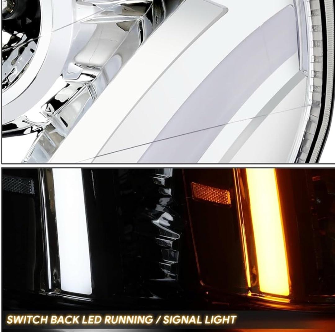 Pair of Headlights Clear Lens/Clear Reflector Halogen/LED Compatible With Escalade 2007-2014 / Escalade ESV 2007-2014