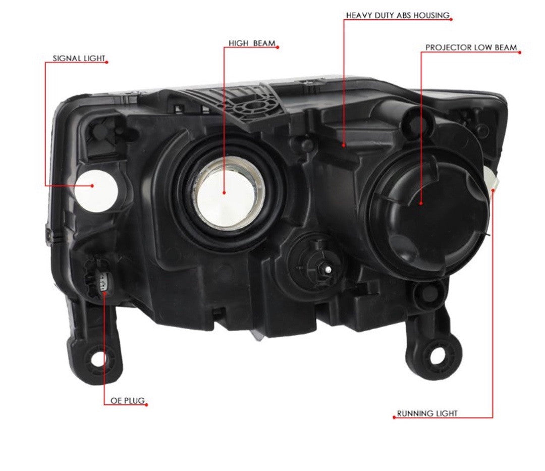 OB-HL-OH-JGC14-BK-AM 14-16 Grand Cherokee Black Housing Projector Headlights