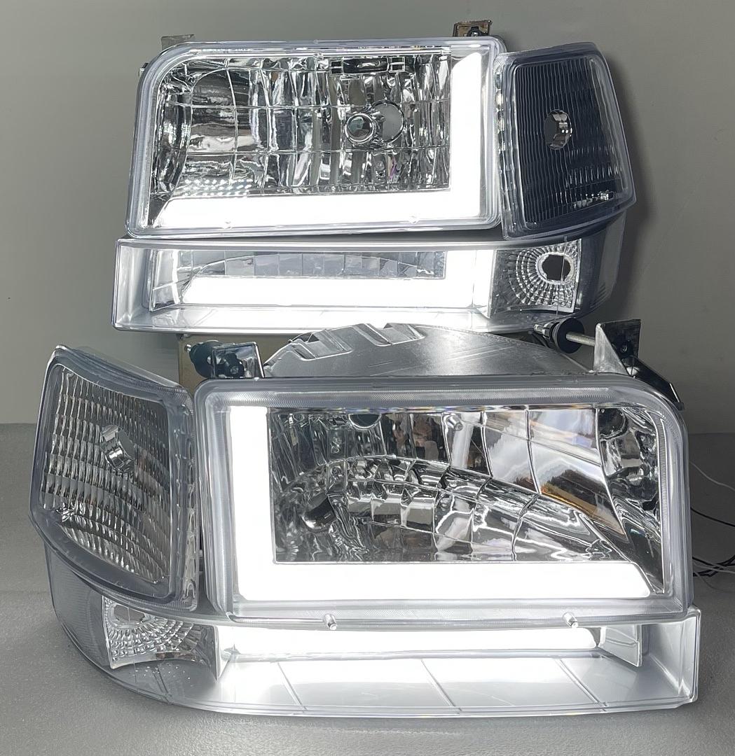 Ford F-150 to F-350 / Bronco LED Chrome Headlights For 1992 To 1996