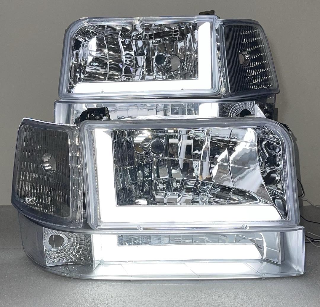 Ford F-150 to F-350 / Bronco LED Chrome Headlights For 1992 To 1996