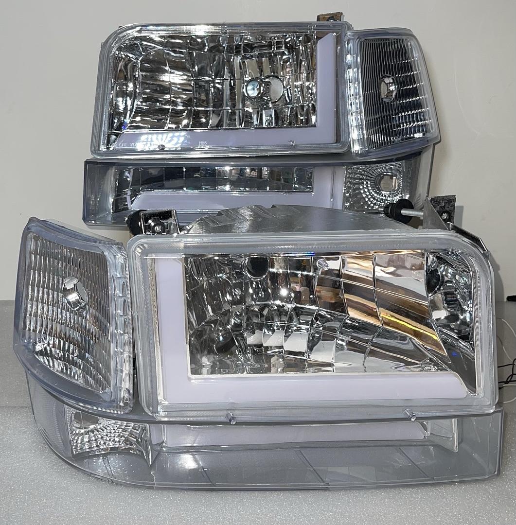 Ford F-150 to F-350 / Bronco LED Chrome Headlights For 1992 To 1996