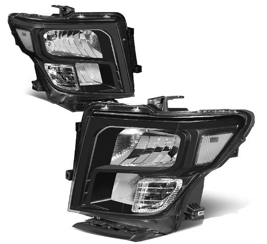 Pair of Factory Headlights Compatible with 17-22 Titan / 16-22 Titan XD Black/Clear