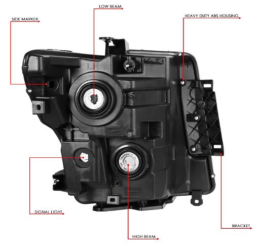 Pair of Factory Headlights Compatible with 17-22 Titan / 16-22 Titan XD Black/Clear