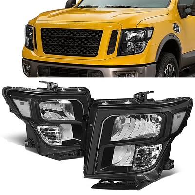 Pair of Factory Headlights Compatible with 17-22 Titan / 16-22 Titan XD Black/Clear