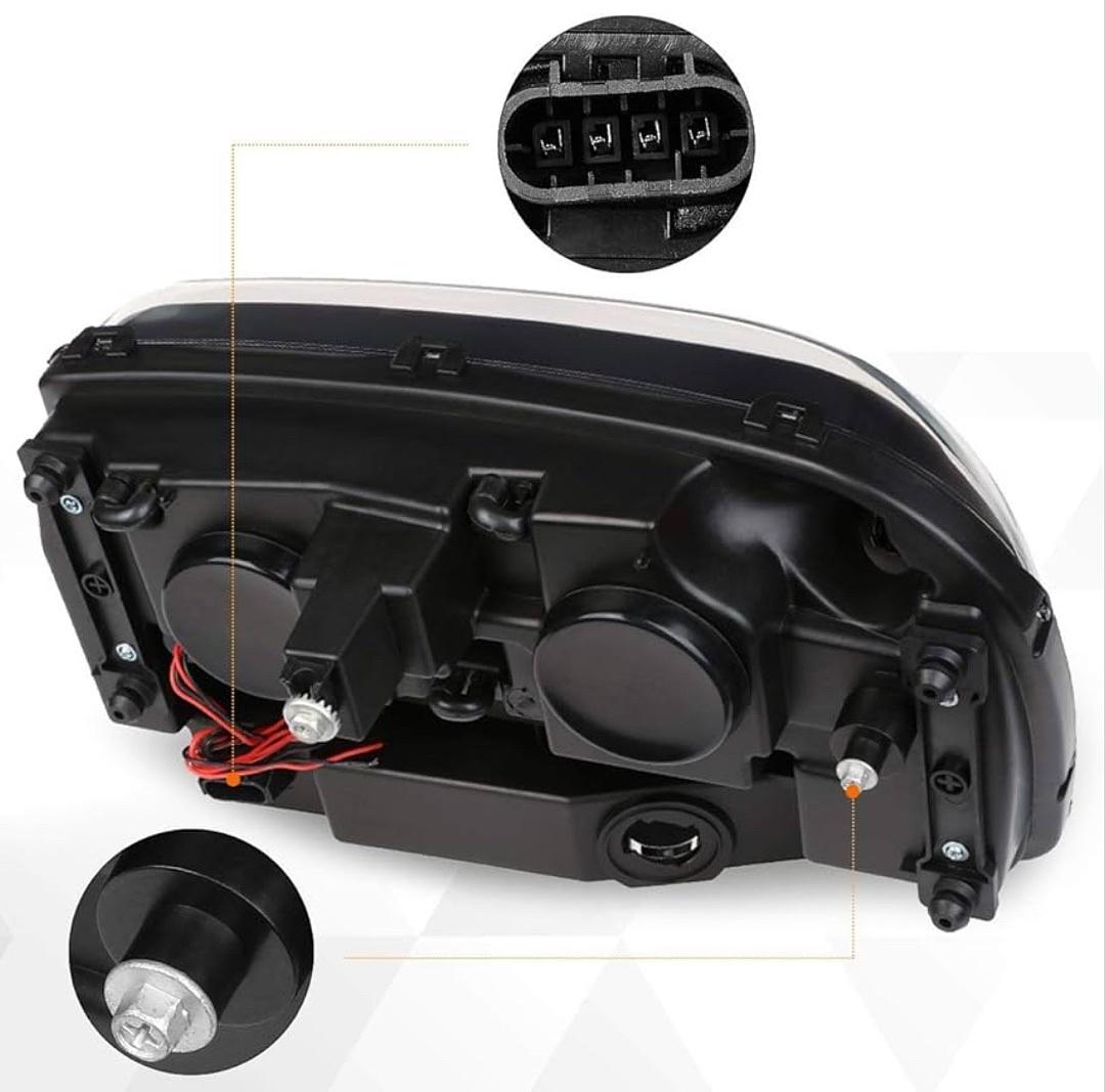 Black Housing Clear Corner Projector Headlights With LED Running Light Replacement Compatible with 02-09 Chevy Trailblazer