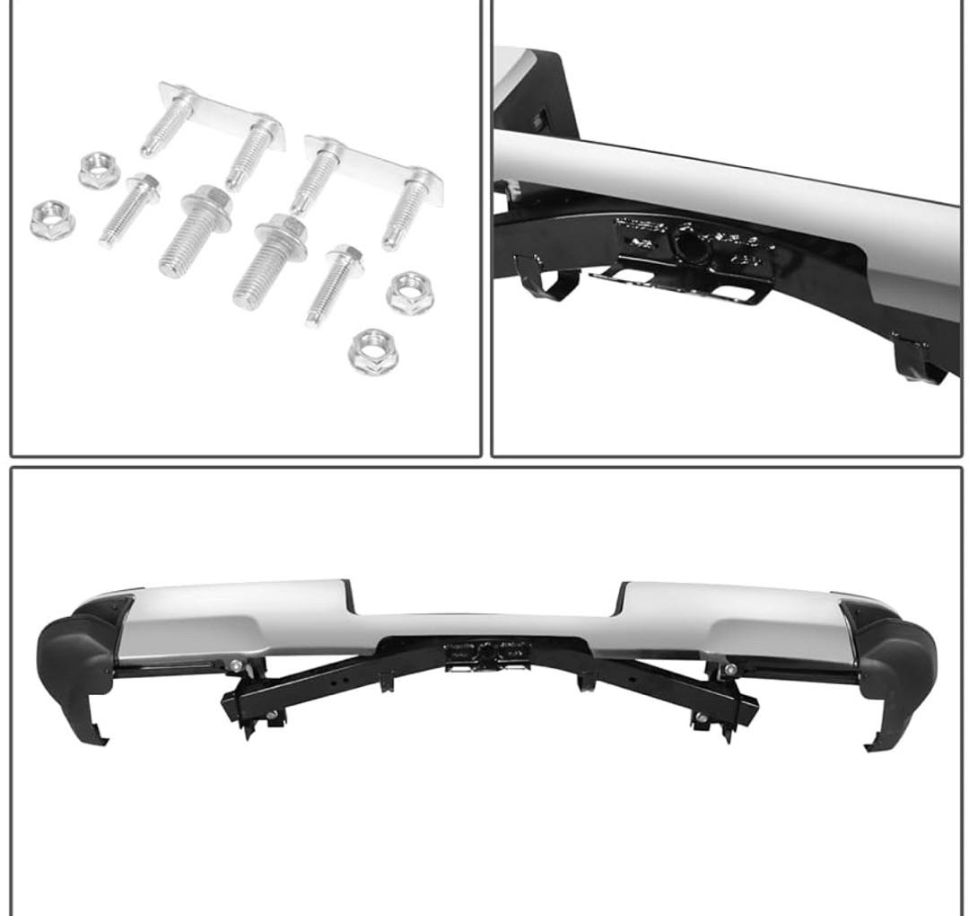 15-19 Silverado Sierra 2500HD 3500HD, W/Dual Rear Wheels & Hitch Bar, Chrome/Black