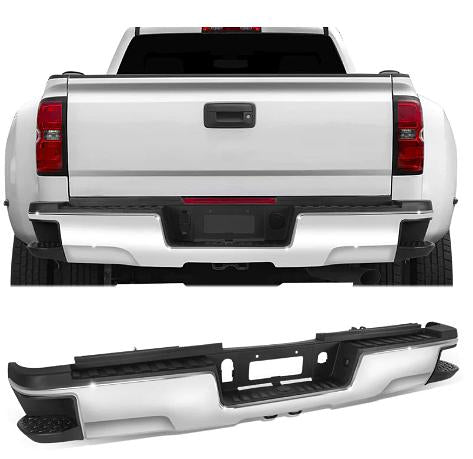 15-19 Silverado Sierra 2500HD 3500HD, W/Dual Rear Wheels & Hitch Bar, Chrome/Black
