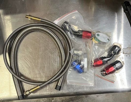 Universal Turbo Charger Oil Feed Line Return Line Drain Pipe Complete Kit - Compatible with T3 T4 T3/T4 T70 T66 T04E, Silver