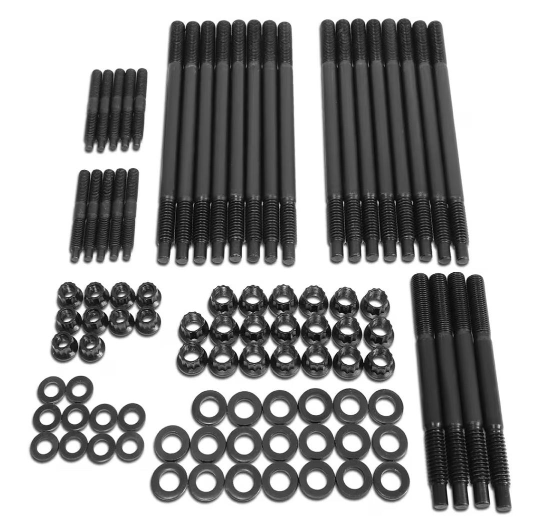 Steel 12-Point Cylinder Head Studs Nuts Set For 97-03 Chevy Models with 4.8 5.3 6.0L LS V8